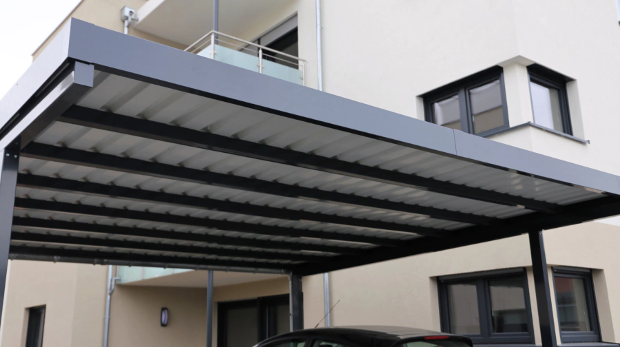 close up shot aluminum carport
